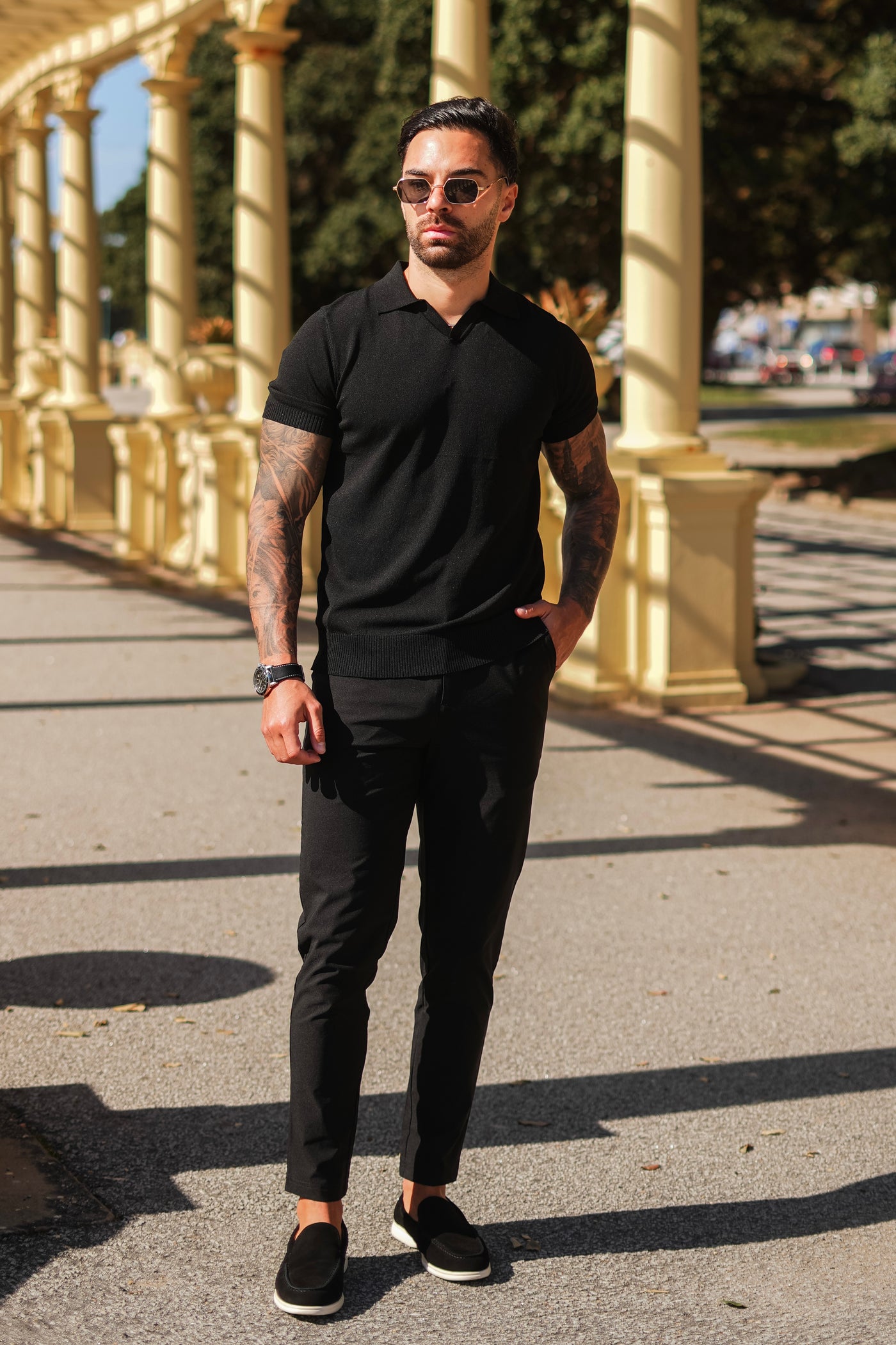 THE SLIM FIT TROUSERS - SCHWARZ