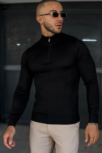 THE LUMA - HALFZIP SWEATER - BLACK