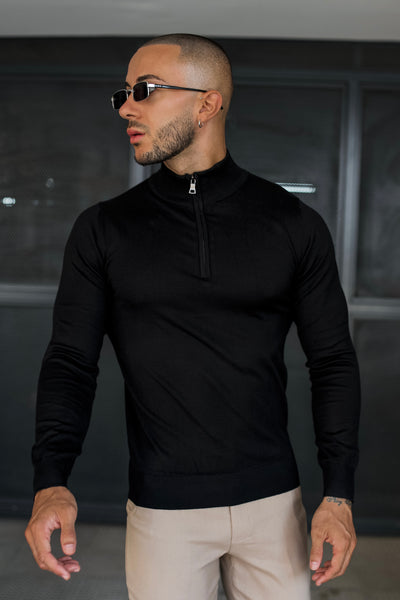 THE LUMA - HALFZIP SWEATER - BLACK