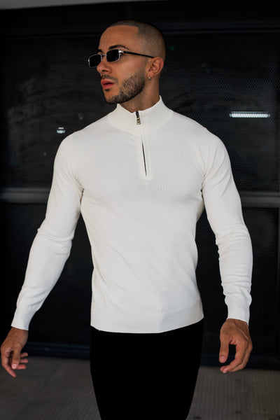 THE HALFZIP KNIT - WHITE