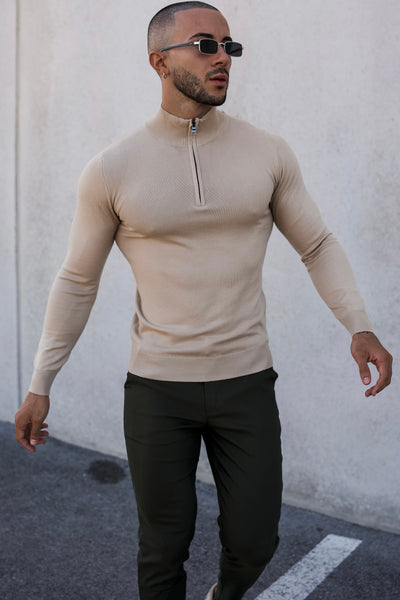 THE HALFZIP KNIT - BEIGE