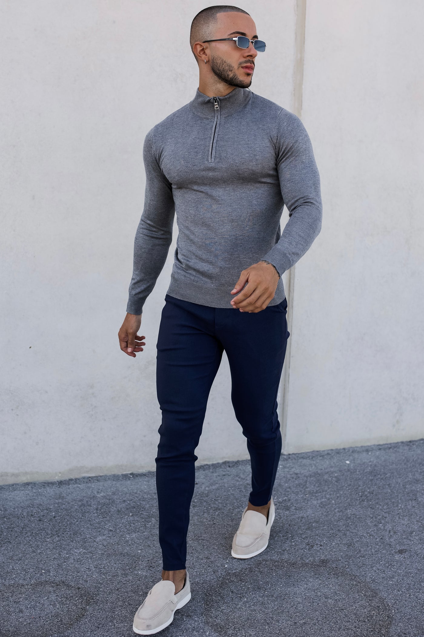 THE HALFZIP KNIT - GREY