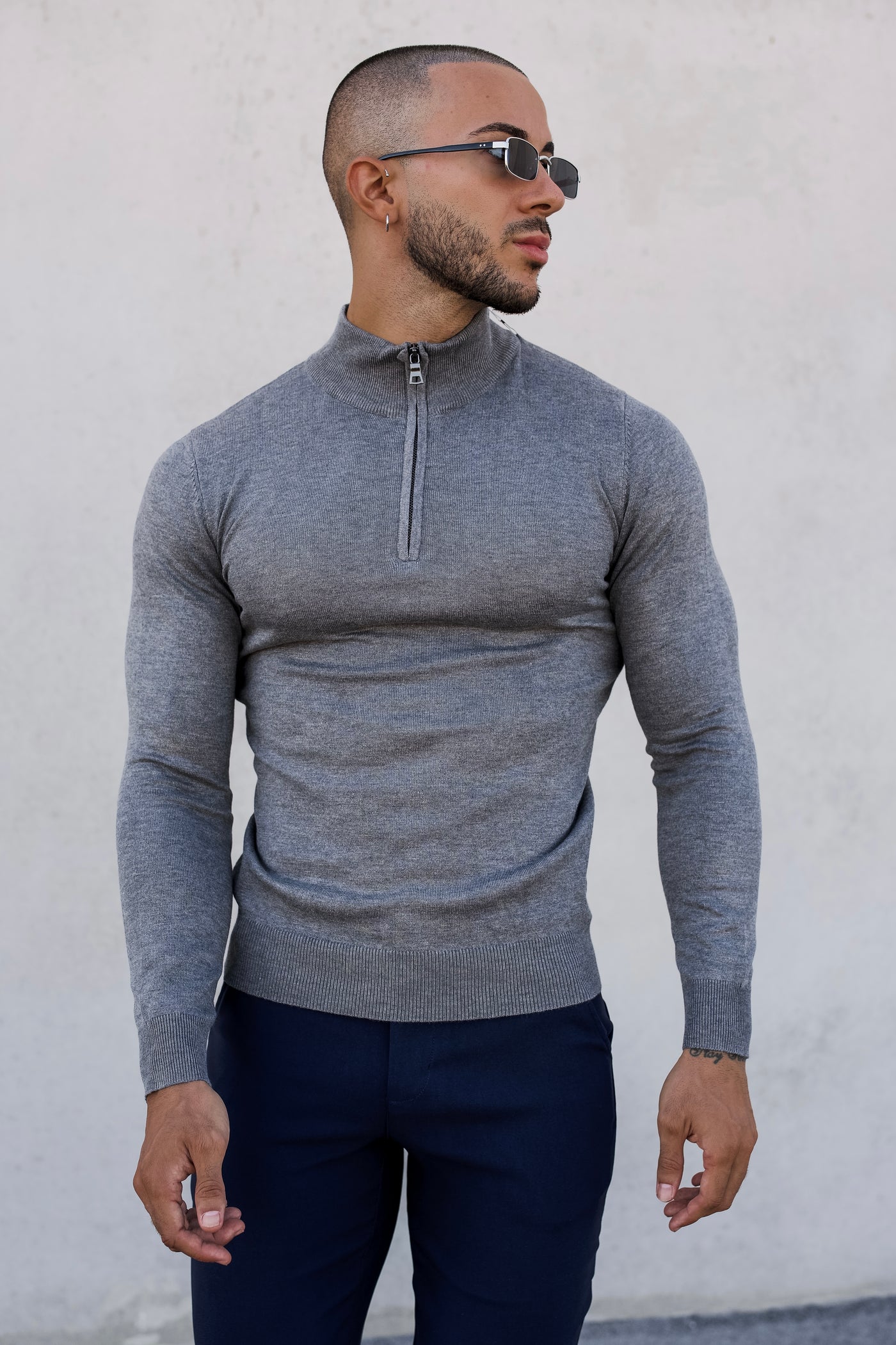 THE HALFZIP KNIT - GREY