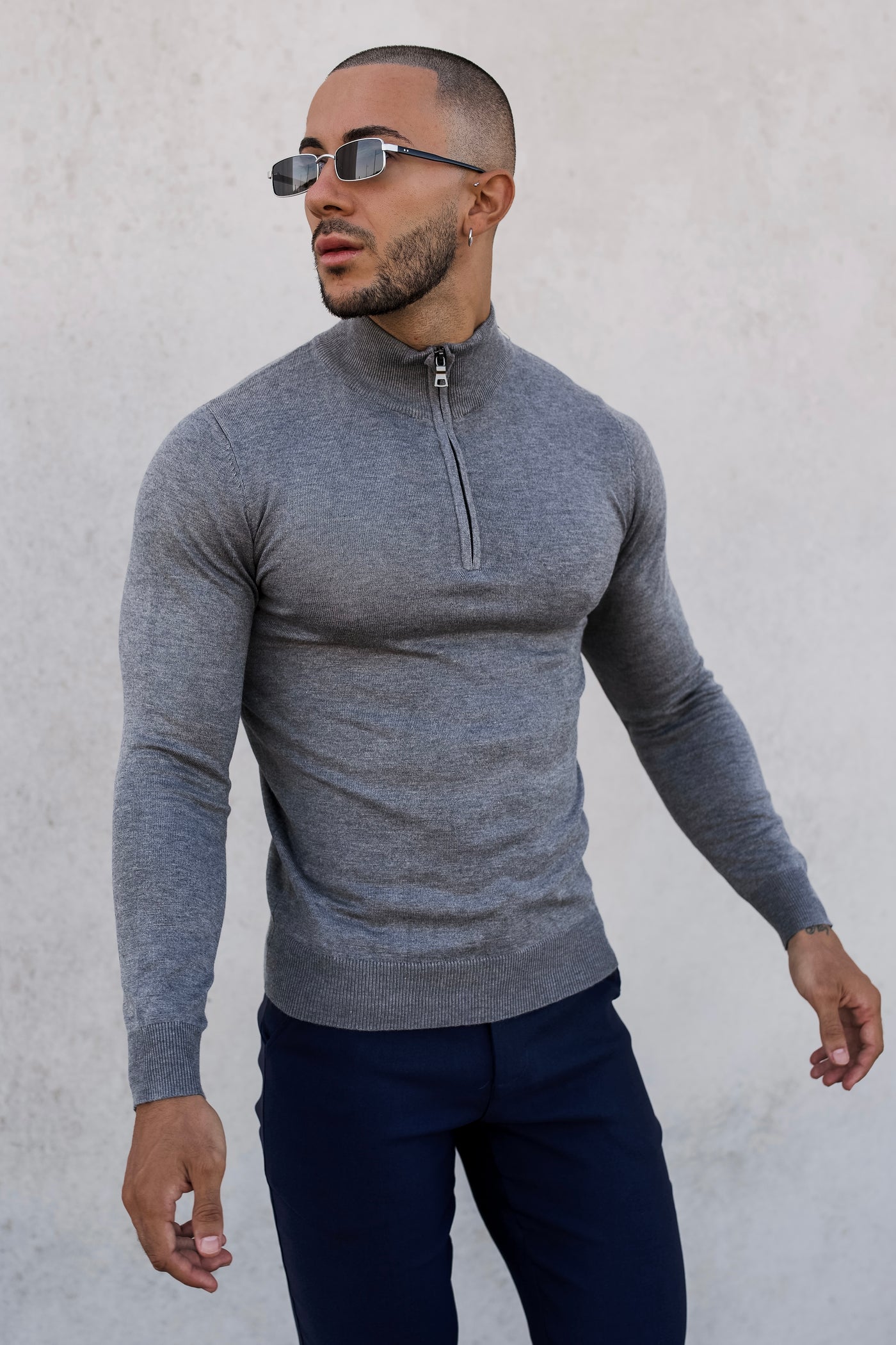 THE HALFZIP KNIT - GREY