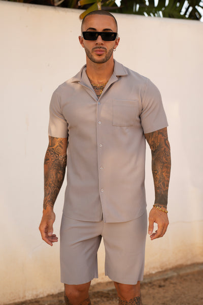 THE MYKA SET - BLOUSE + SHORT - GRAY
