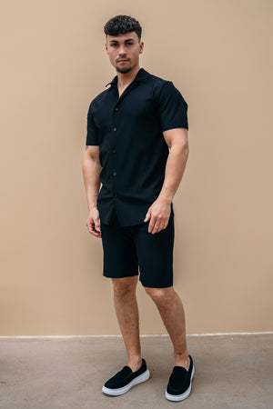 THE MYKA SET - BLOUSE + SHORT - BLACK