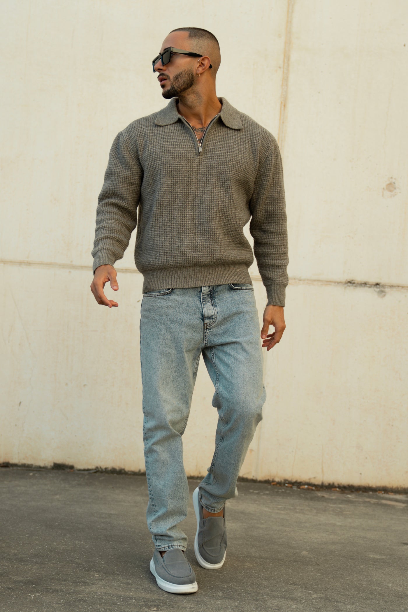 THE VITO HALFZIP POLO - BROWN