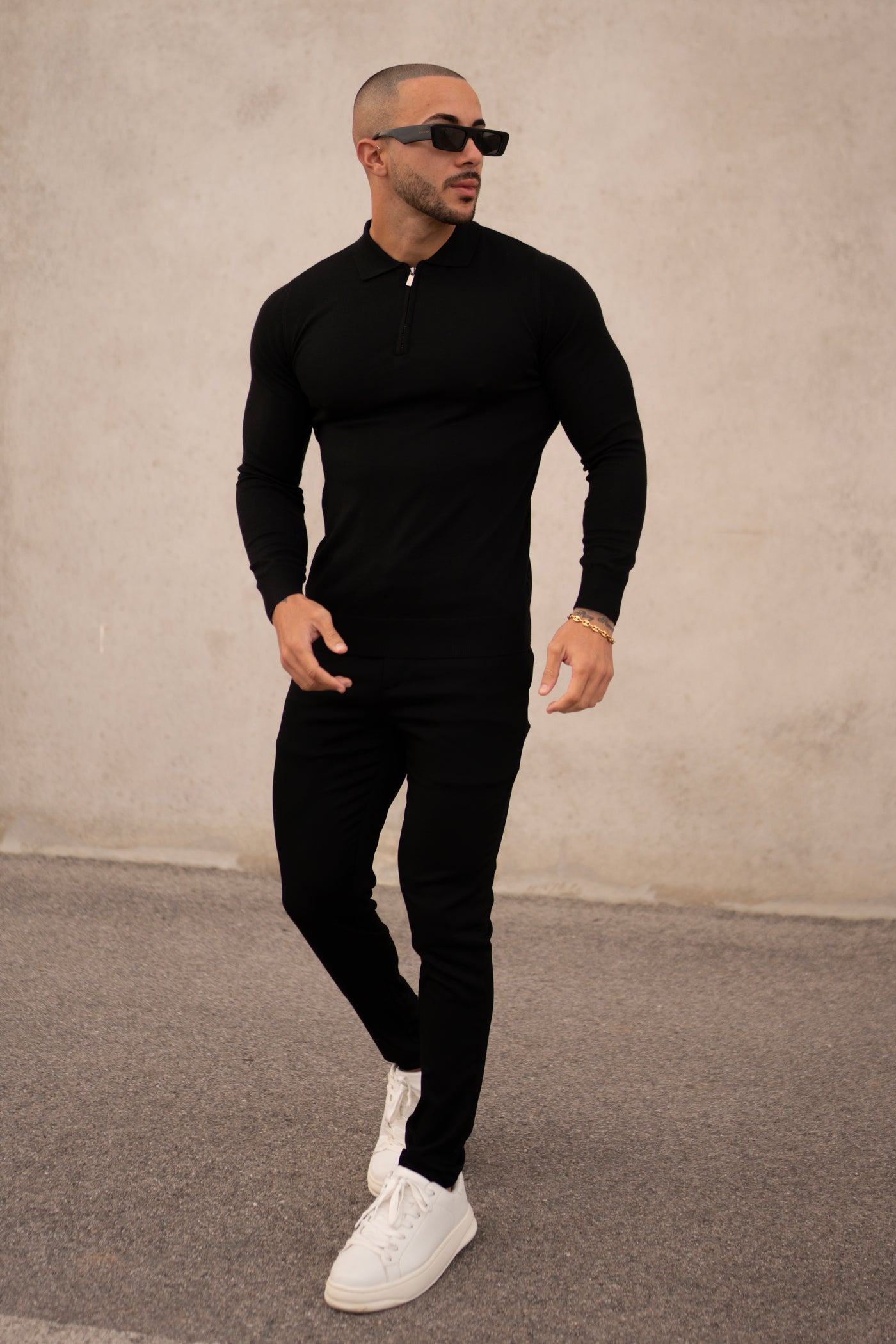 THE ZIPPER POLO KNIT - BLACK