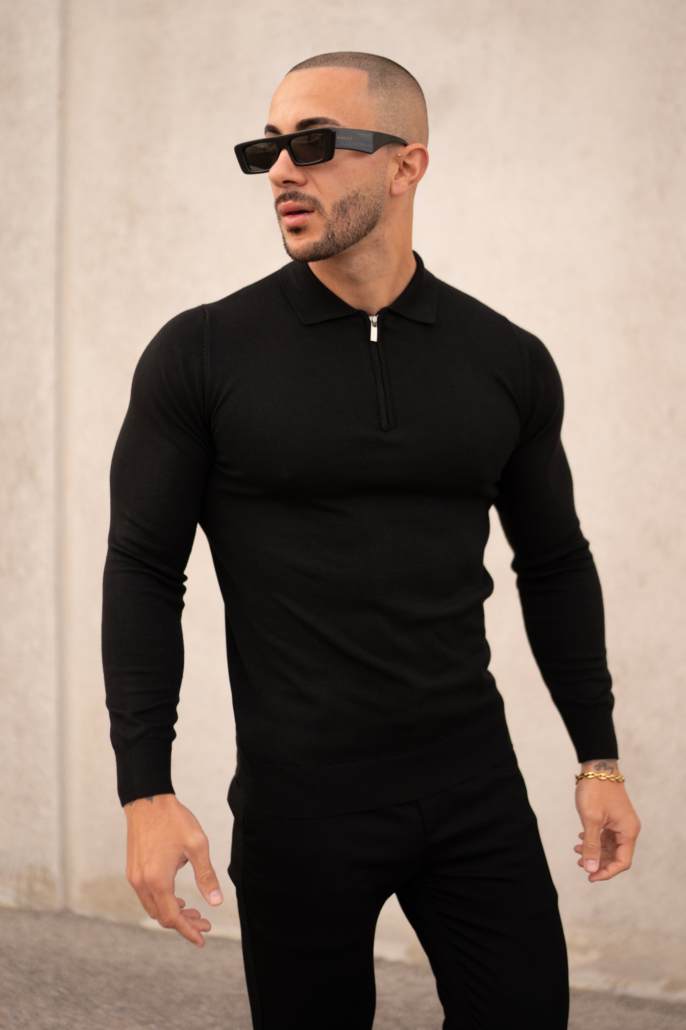 THE ZIPPER POLO KNIT - BLACK