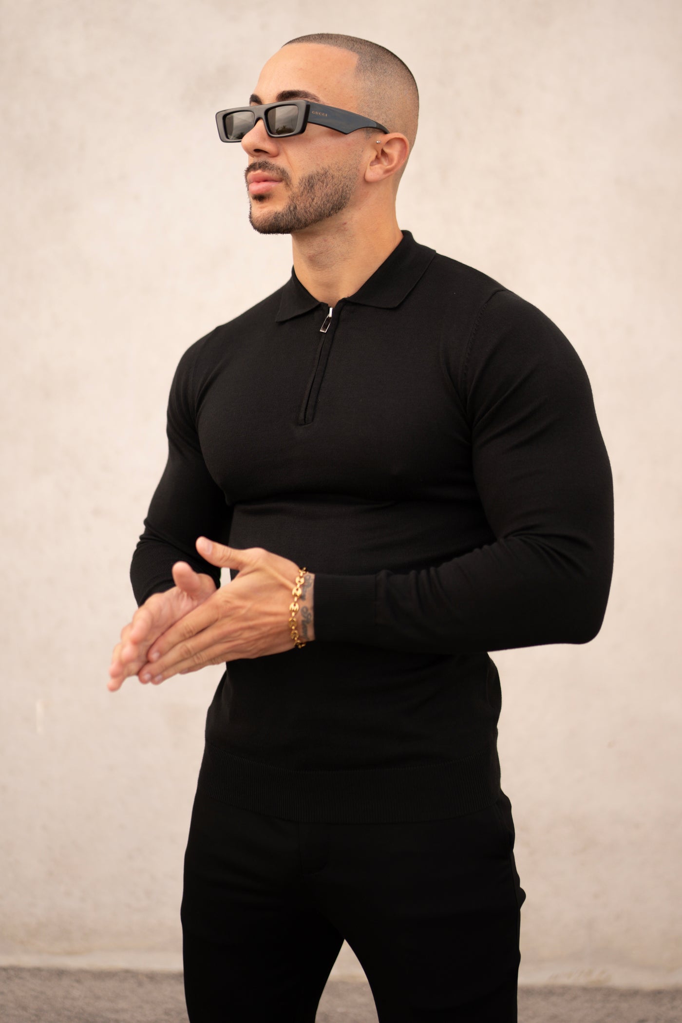 THE ZIPPER POLO KNIT - BLACK