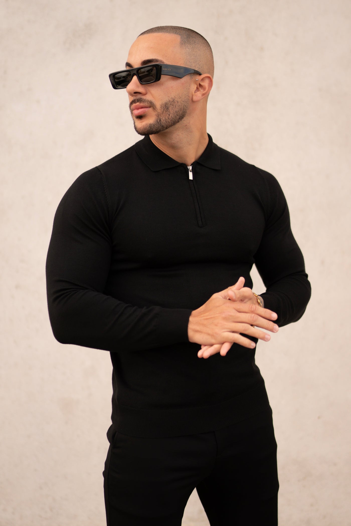 THE ZIPPER POLO KNIT - BLACK