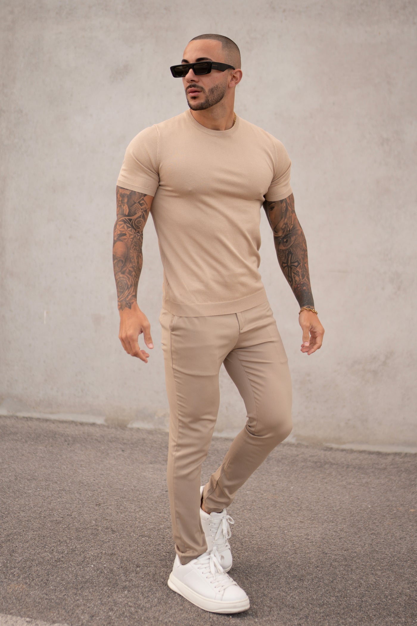 THE PABLO KNITWEAR T-SHIRT - BEIGE 