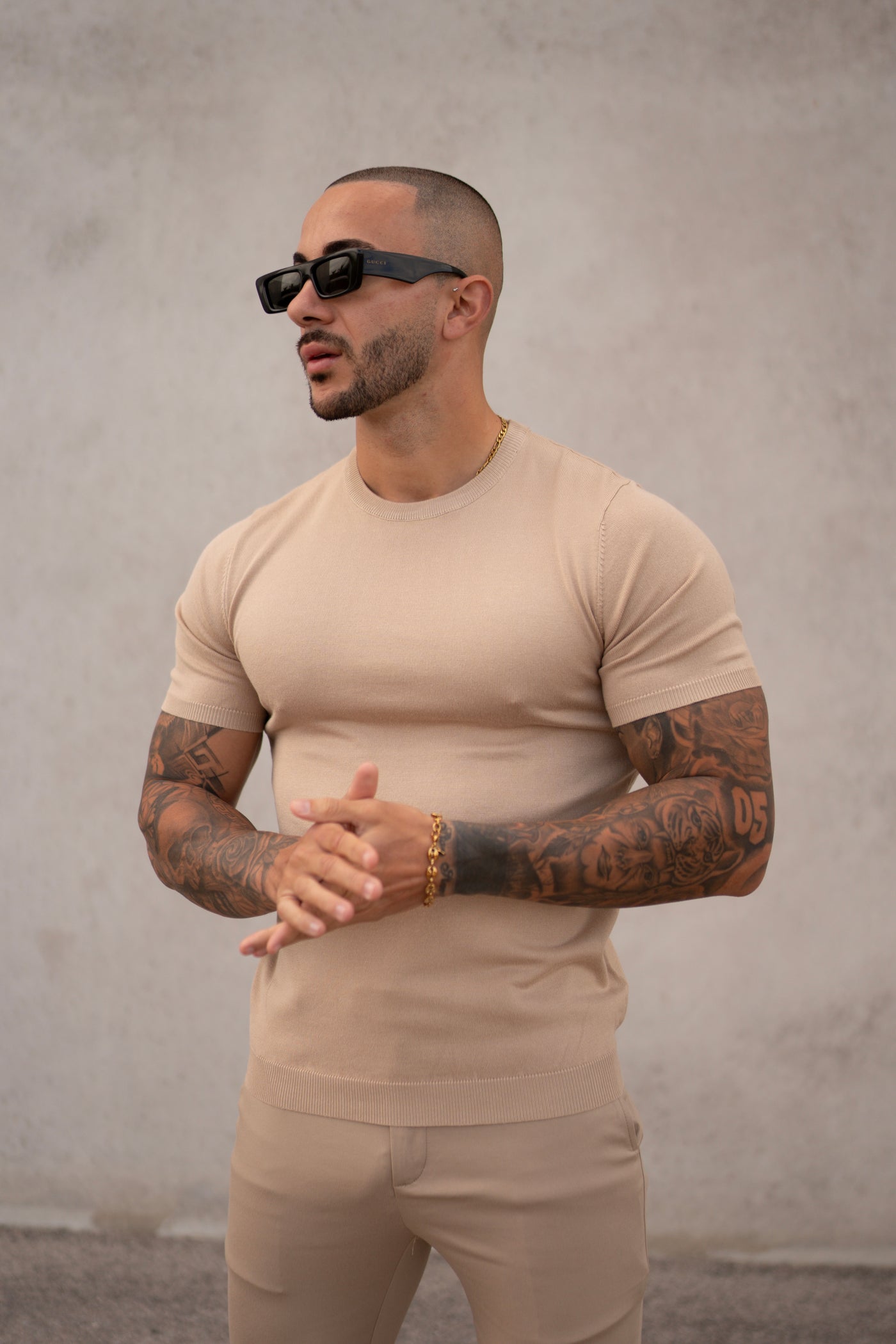 THE PABLO KNITWEAR T-SHIRT - BEIGE 