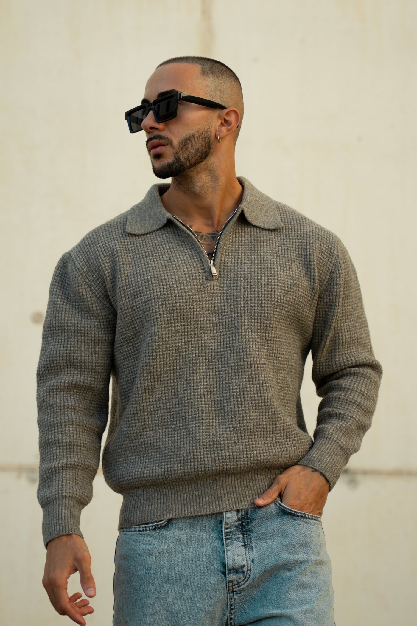 THE VITO HALFZIP POLO - BROWN