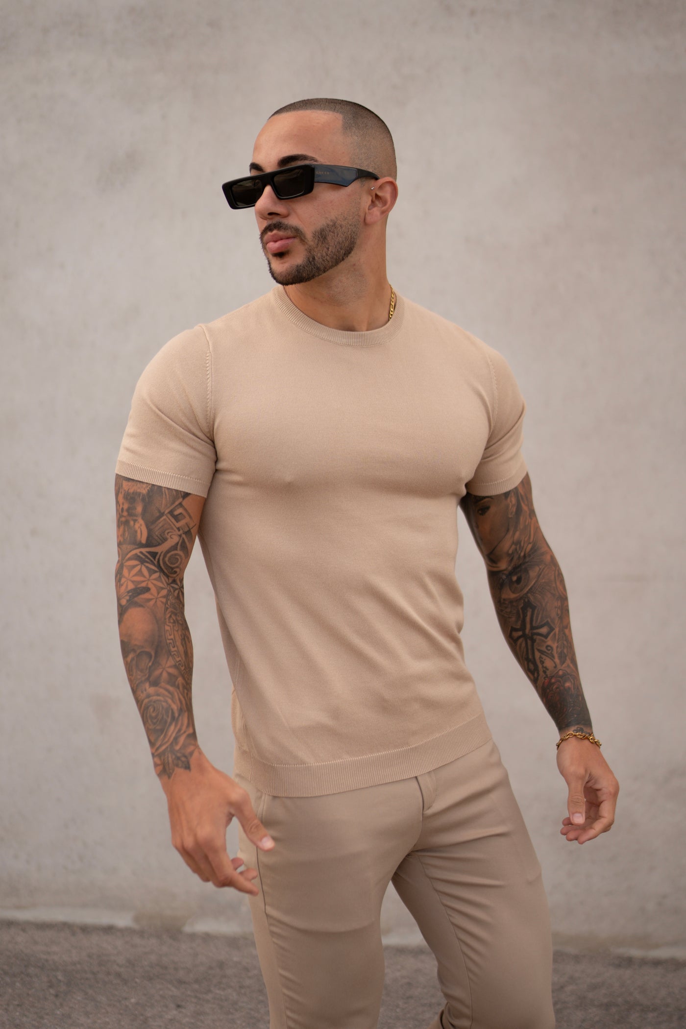 THE PABLO KNITWEAR T-SHIRT - BEIGE 