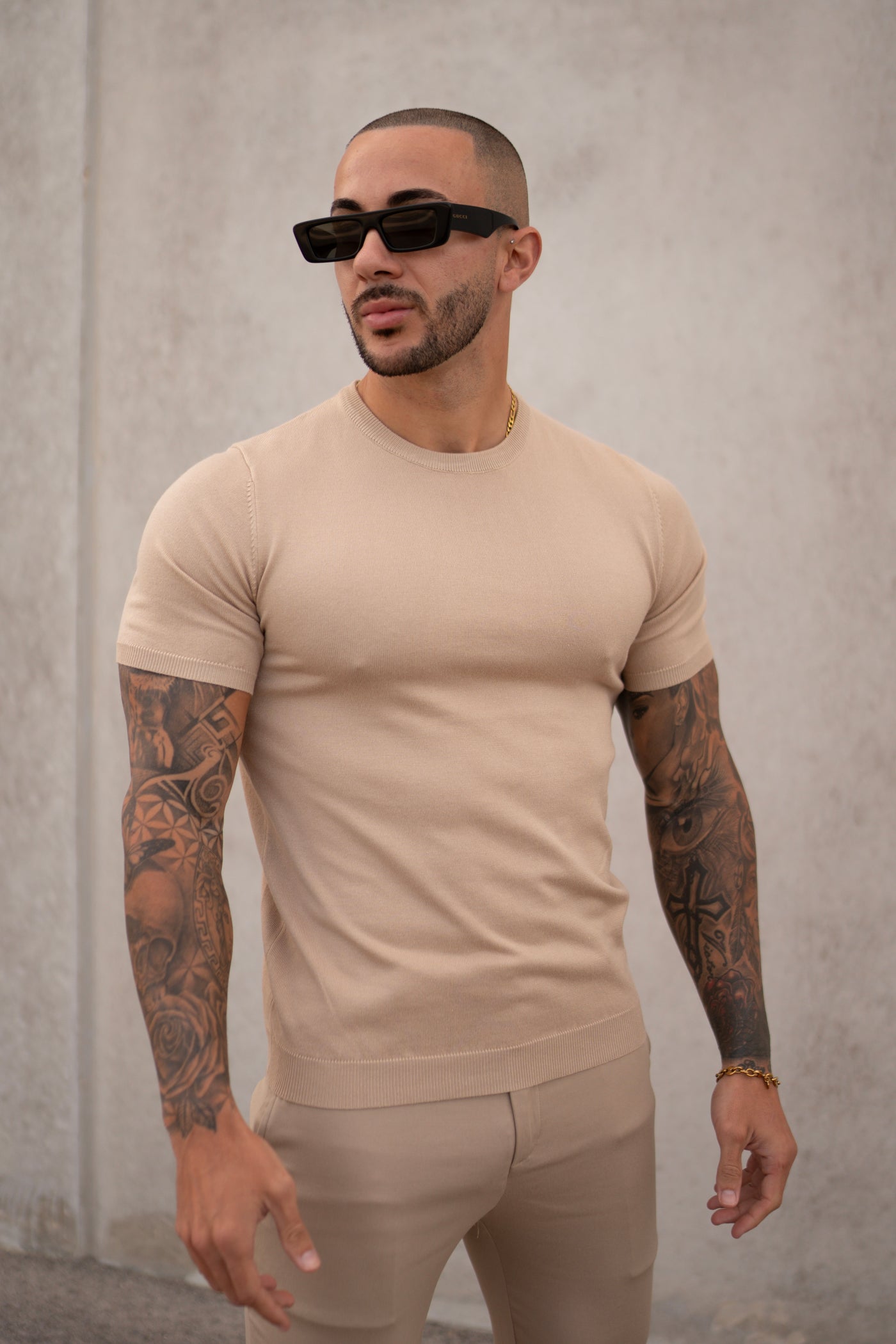 THE PABLO KNITWEAR T-SHIRT - BEIGE 