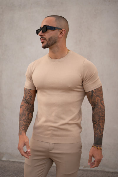 THE PABLO KNITWEAR T-SHIRT - BEIGE 