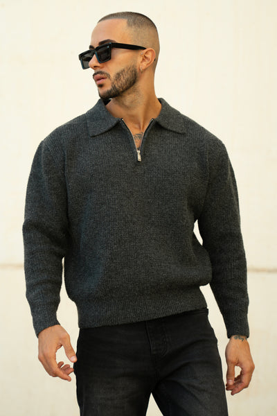 THE VITO HALFZIP POLO - BLACK