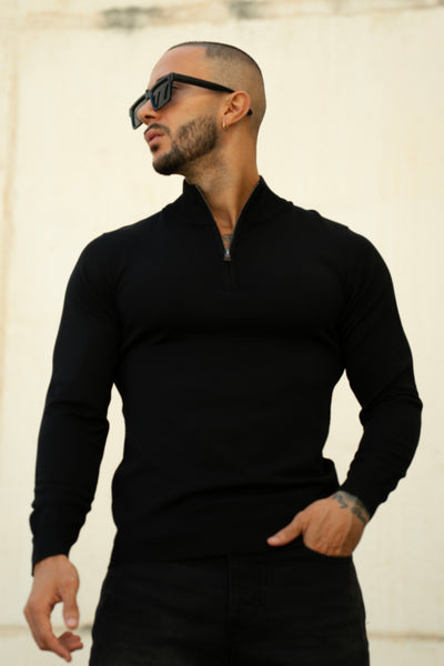 THE HALFZIP KNIT - BLACK