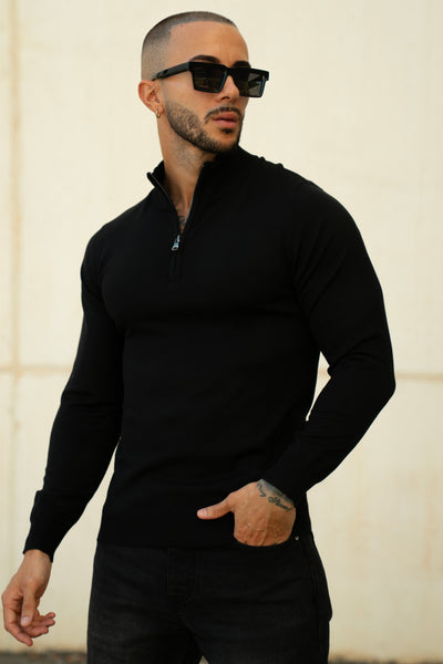 THE HALFZIP KNIT - BLACK