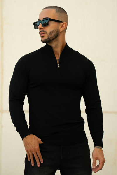 THE HALFZIP KNIT - BLACK