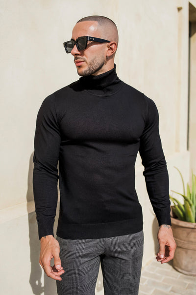 THE TURTLENECK  KNIT - BLACK