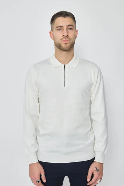 THE ZIPPER POLO KNIT - WHITE