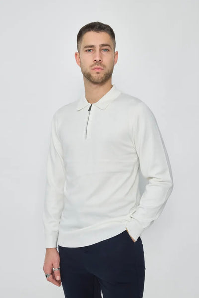 THE ZIPPER POLO KNIT - WHITE