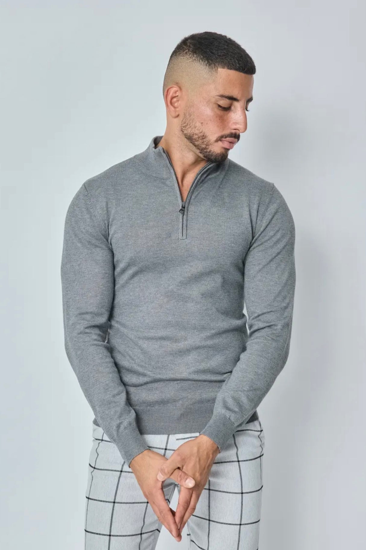 THE HALFZIP KNIT - GREY