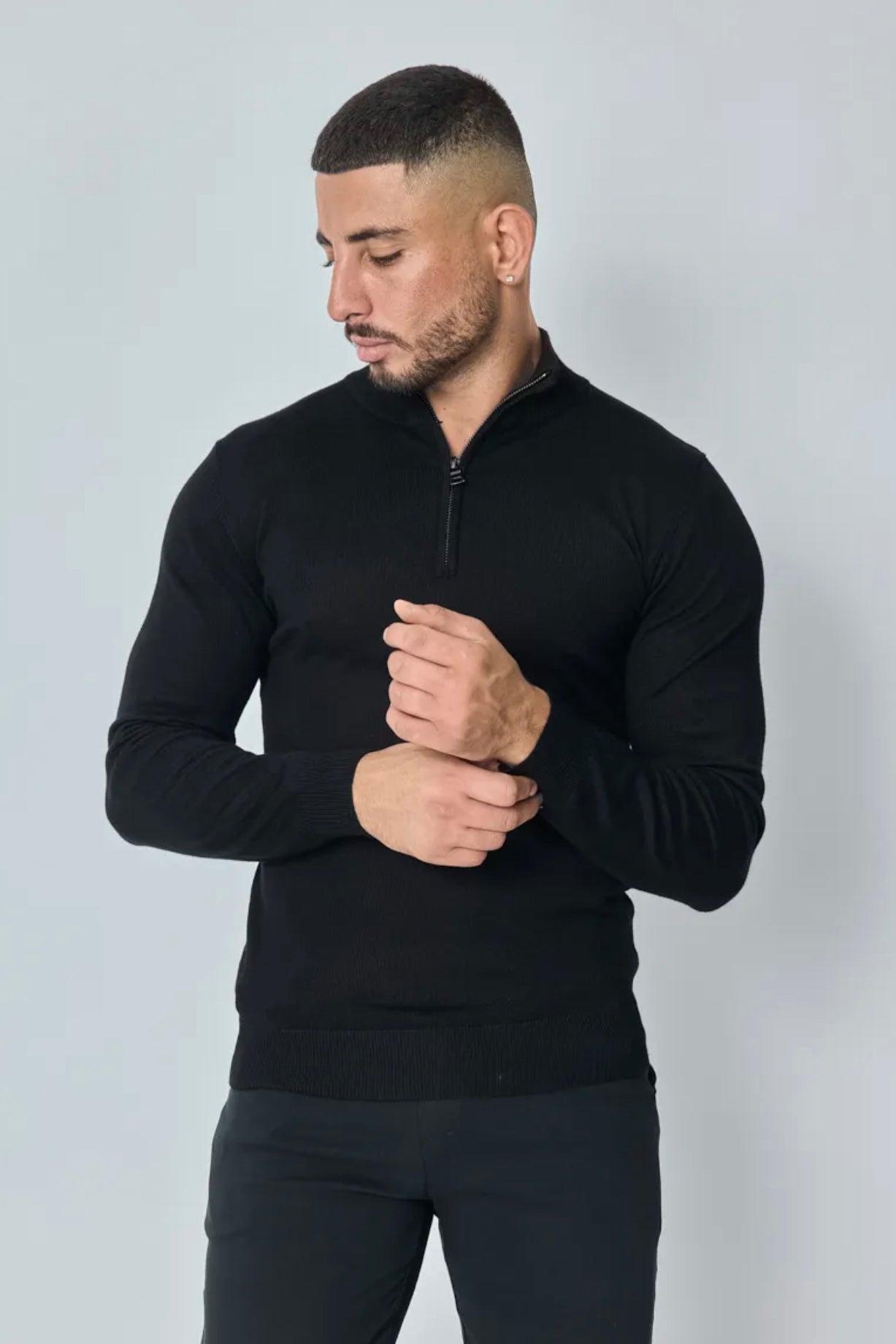 THE LUMA - HALFZIP SWEATER - BLACK