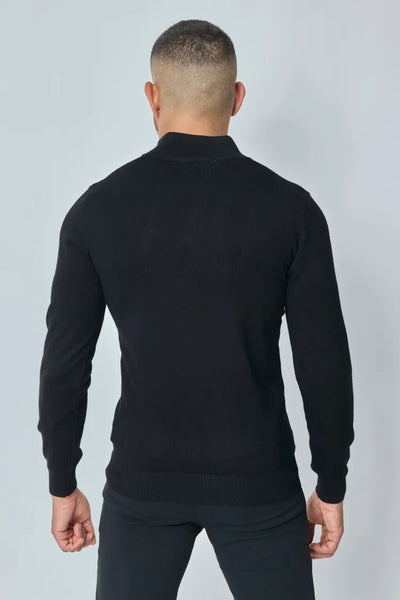 THE LUMA - HALF-ZIP SWEATER - BLACK