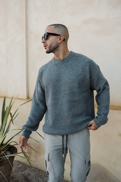 THE WOOLEN KNIT SWEATER - GRAY