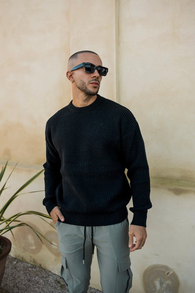 THE WOOLEN KNIT SWEATER - BLACK