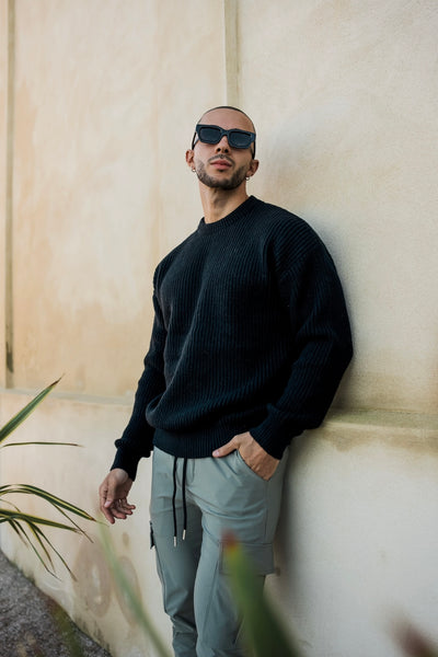 THE WOOLEN KNIT SWEATER - BLACK