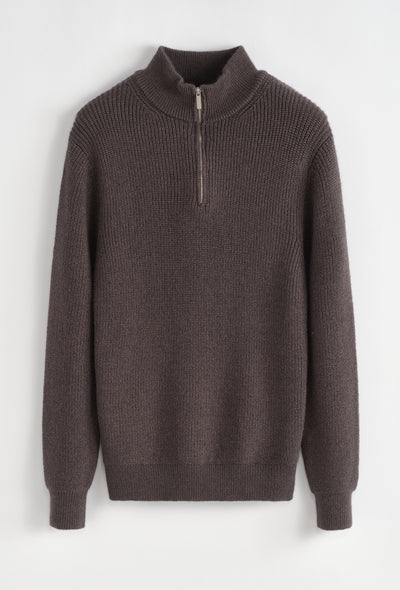 THE ENZO HALFZIP SWEATER - BROWN