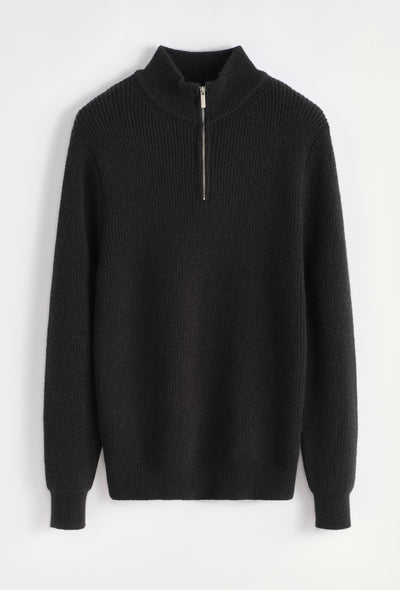 THE ENZO HALFZIP SWEATER - BLACK