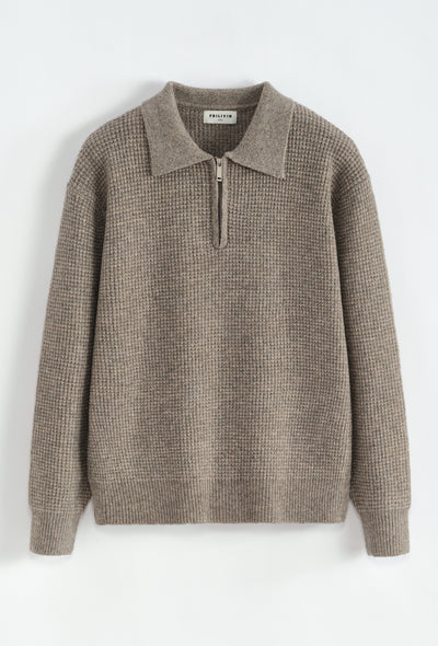 THE VITO HALFZIP POLO - BROWN