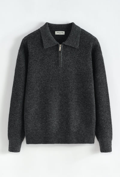 THE VITO HALFZIP POLO - BLACK