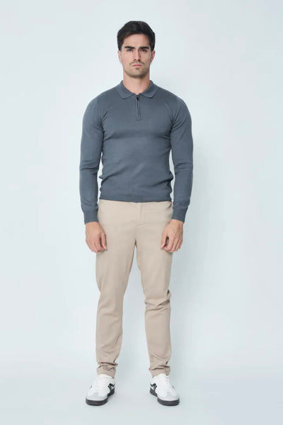 THE ZIPPER POLO KNIT - DARK GRAY