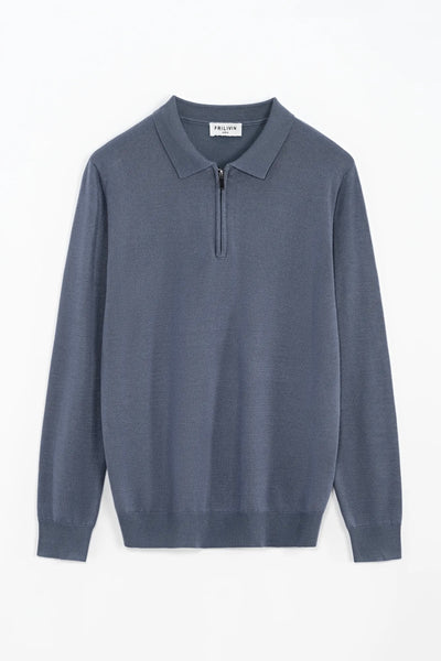 THE ZIPPER POLO KNIT - DARK GRAY