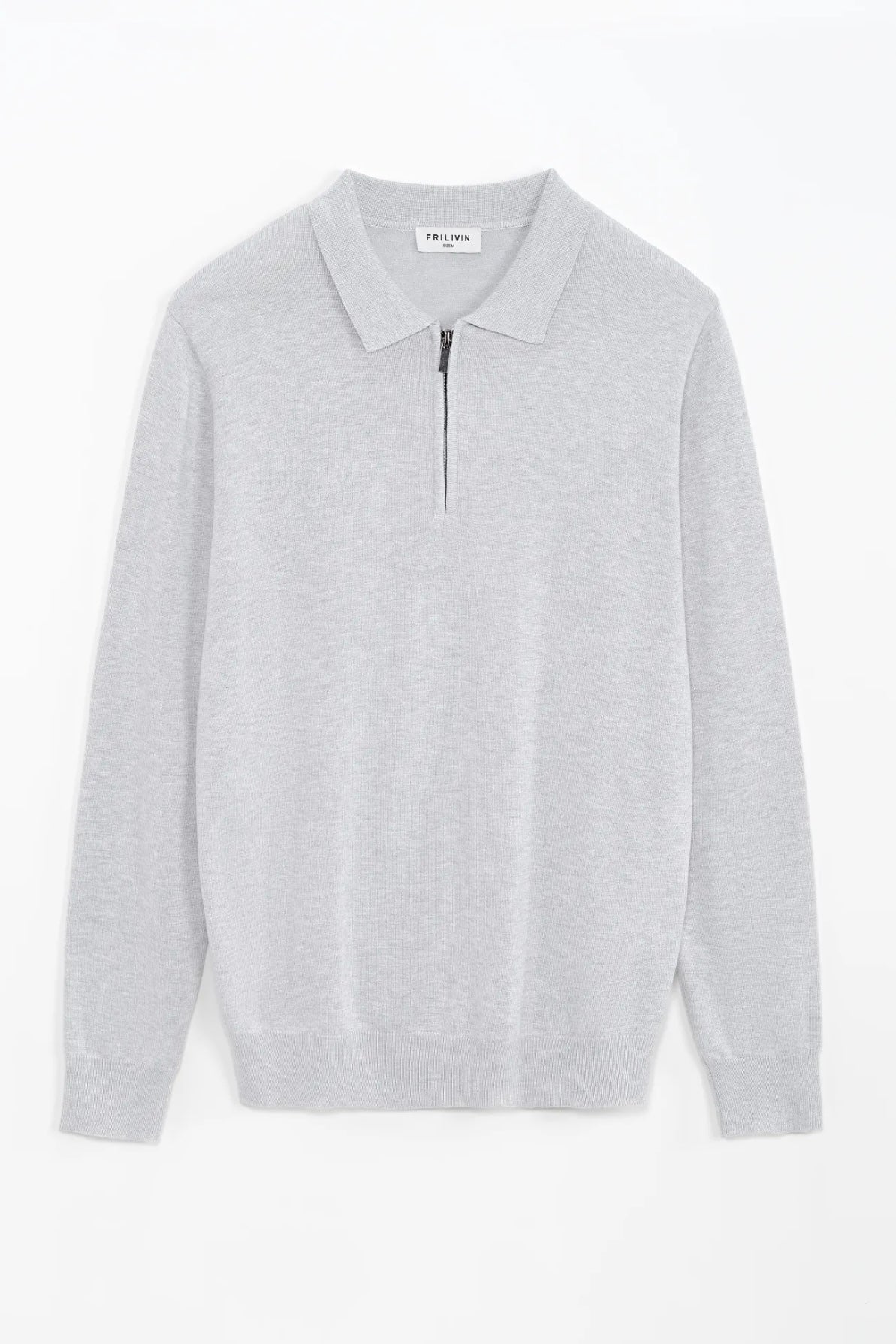 THE ZIPPER POLO KNIT - GRAY MELANGE