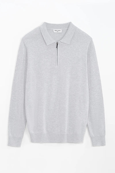 THE ZIPPER POLO KNIT - GRAY MELANGE