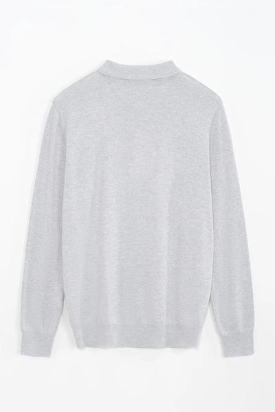 THE ZIPPER POLO KNIT - GRAY MELANGE