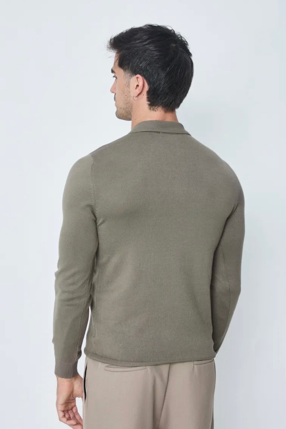 THE ZIPPER POLO KNIT - BROWN