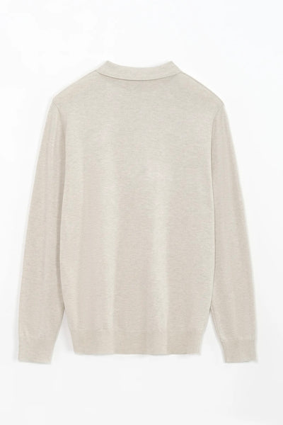 THE ZIPPER POLO KNIT - BEIGE MELANGE