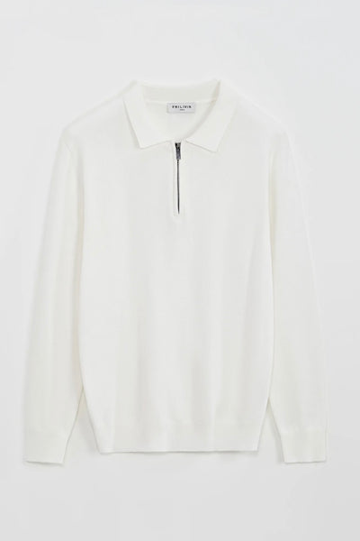 THE ZIPPER POLO KNIT - WHITE