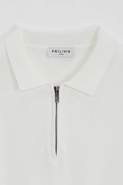 THE ZIPPER POLO KNIT - WHITE