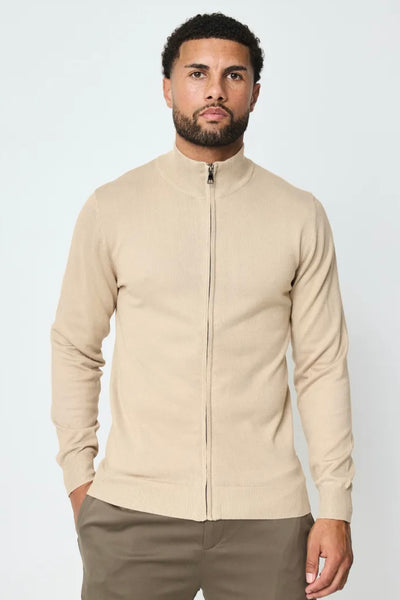 THE FULL ZIPPER KNIT - BEIGE