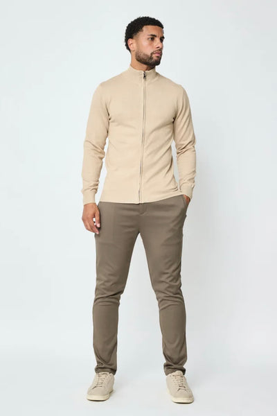 THE FULL ZIPPER KNIT - BEIGE