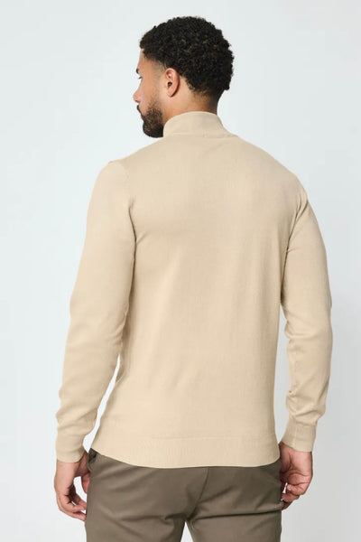 THE FULL ZIPPER KNIT - BEIGE